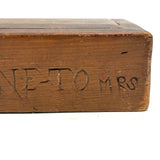 A Present from L. Hine, Age 82, to Mrs. Charity Kelsey, in 1863, Very Tender Carved Pine Slide Lid Box