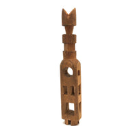 Bottle Shaped Architectural Carved Pine Whimsy with Crown Top