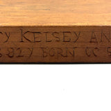 A Present from L. Hine, Age 82, to Mrs. Charity Kelsey, in 1863, Very Tender Carved Pine Slide Lid Box
