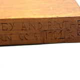 A Present from L. Hine, Age 82, to Mrs. Charity Kelsey, in 1863, Very Tender Carved Pine Slide Lid Box