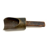 Beautiful and Beautifully Worn Make Do Brass  (Presumed Artillery Shell) Scoop with Carved Wooden Handle