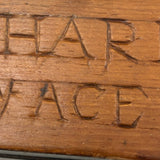 A Present from L. Hine, Age 82, to Mrs. Charity Kelsey, in 1863, Very Tender Carved Pine Slide Lid Box