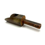 Beautiful and Beautifully Worn Make Do Brass  (Presumed Artillery Shell) Scoop with Carved Wooden Handle
