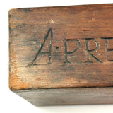 A Present from L. Hine, Age 82, to Mrs. Charity Kelsey, in 1863, Very Tender Carved Pine Slide Lid Box
