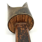 Beautiful and Beautifully Worn Make Do Brass  (Presumed Artillery Shell) Scoop with Carved Wooden Handle