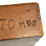 A Present from L. Hine, Age 82, to Mrs. Charity Kelsey, in 1863, Very Tender Carved Pine Slide Lid Box