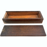A Present from L. Hine, Age 82, to Mrs. Charity Kelsey, in 1863, Very Tender Carved Pine Slide Lid Box