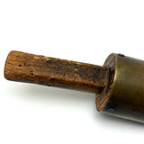 Beautiful and Beautifully Worn Make Do Brass  (Presumed Artillery Shell) Scoop with Carved Wooden Handle