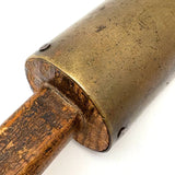 Beautiful and Beautifully Worn Make Do Brass  (Presumed Artillery Shell) Scoop with Carved Wooden Handle