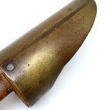 Beautiful and Beautifully Worn Make Do Brass  (Presumed Artillery Shell) Scoop with Carved Wooden Handle