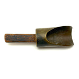Beautiful and Beautifully Worn Make Do Brass  (Presumed Artillery Shell) Scoop with Carved Wooden Handle