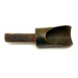 Beautiful and Beautifully Worn Make Do Brass  (Presumed Artillery Shell) Scoop with Carved Wooden Handle