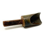 Beautiful and Beautifully Worn Make Do Brass  (Presumed Artillery Shell) Scoop with Carved Wooden Handle
