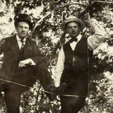 No Shooting in Park Limits: Stunningly Rich Antique RPPC of Two Men on Suspension Bridge