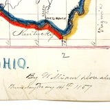 OHIO! Lovely Hand-drawn Ink and Watercolor Map by William Donaldson, St. Louis Central High, 1857