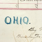 OHIO! Lovely Hand-drawn Ink and Watercolor Map by William Donaldson, St. Louis Central High, 1857