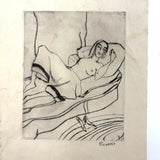 Woman Reclining, Shoes Off, Esther Estelle Pressoir 1930s Etching on Paper