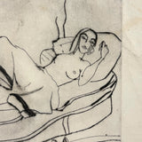 Woman Reclining, Shoes Off, Esther Estelle Pressoir 1930s Etching on Paper