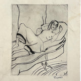Woman Reclining, Shoes Off, Esther Estelle Pressoir 1930s Etching on Paper