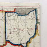 OHIO! Lovely Hand-drawn Ink and Watercolor Map by William Donaldson, St. Louis Central High, 1857