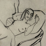 Woman Reclining, Shoes Off, Esther Estelle Pressoir 1930s Etching on Paper