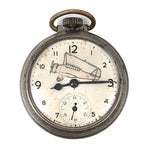 Flying Time (Stopped), Old Pocket Watch with Graphite and Watercolor Plane
