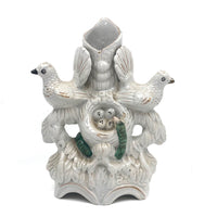19th C. Staffordshire Spill Vase with Doves and Snakes