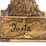 J.P "Justa" Antique Painted Hanging Folk Art Wall Box 