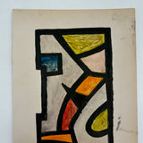 Perfectly Resolved c. 1930s Modernist Abstract Watercolor on Card Signed Castel