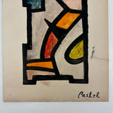 Perfectly Resolved c. 1930s Modernist Abstract Watercolor on Card Signed Castel