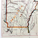 ARKANSAS! Lovely Hand-drawn Ink and Watercolor Map by William Donaldson, St. Louis Central High, 1857