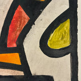 Perfectly Resolved c. 1930s Modernist Abstract Watercolor on Card Signed Castel