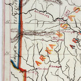 ARKANSAS! Lovely Hand-drawn Ink and Watercolor Map by William Donaldson, St. Louis Central High, 1857