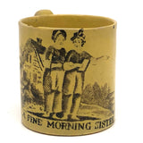 A Fine Morning Sister, Poignant Early 1800s Canary Yellow Extra Small Child's Mug