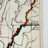 ARKANSAS! Lovely Hand-drawn Ink and Watercolor Map by William Donaldson, St. Louis Central High, 1857