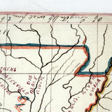 ARKANSAS! Lovely Hand-drawn Ink and Watercolor Map by William Donaldson, St. Louis Central High, 1857