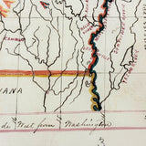 ARKANSAS! Lovely Hand-drawn Ink and Watercolor Map by William Donaldson, St. Louis Central High, 1857