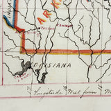 ARKANSAS! Lovely Hand-drawn Ink and Watercolor Map by William Donaldson, St. Louis Central High, 1857