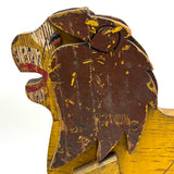 Roaring Yellow Lion, Great, Much Loved, Old Wooden Pull Along Toy