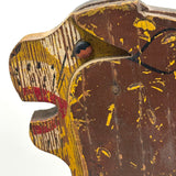 Roaring Yellow Lion, Great, Much Loved, Old Wooden Pull Along Toy