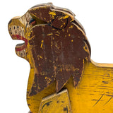 Roaring Yellow Lion, Great, Much Loved, Old Wooden Pull Along Toy