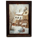 Santa On the Roof and Santa with Reindeer, Charming 19th Century Folk Art Ink and Watercolor