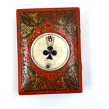 18th Century Quadrille Gaming Box with Scoring Dial and 20 Hand-painted Club Gaming Pieces