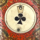 18th Century Quadrille Gaming Box with Scoring Dial and 20 Hand-painted Club Gaming Pieces