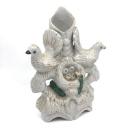 19th C. Staffordshire Spill Vase with Doves and Snakes