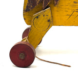 Roaring Yellow Lion, Great, Much Loved, Old Wooden Pull Along Toy