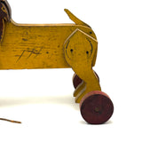 Roaring Yellow Lion, Great, Much Loved, Old Wooden Pull Along Toy