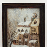 Santa On the Roof and Santa with Reindeer, Charming 19th Century Folk Art Ink and Watercolor