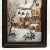 Santa On the Roof and Santa with Reindeer, Charming 19th Century Folk Art Ink and Watercolor