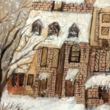 Santa On the Roof and Santa with Reindeer, Charming 19th Century Folk Art Ink and Watercolor